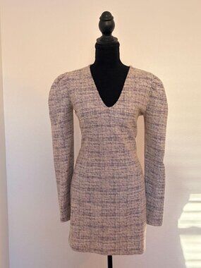 Chic lavender & cream tweed mini dress from Aqua Size Small